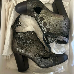 Chanel Booties Gunmetal Silver Size 37